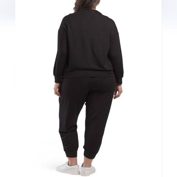 Workshop Plus Black Knit Ribbed Joggers Set Light Inner Fleece - Picture 2 of 5